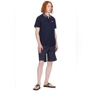 NWT VERSACE Navy Greca Collar Polo size L